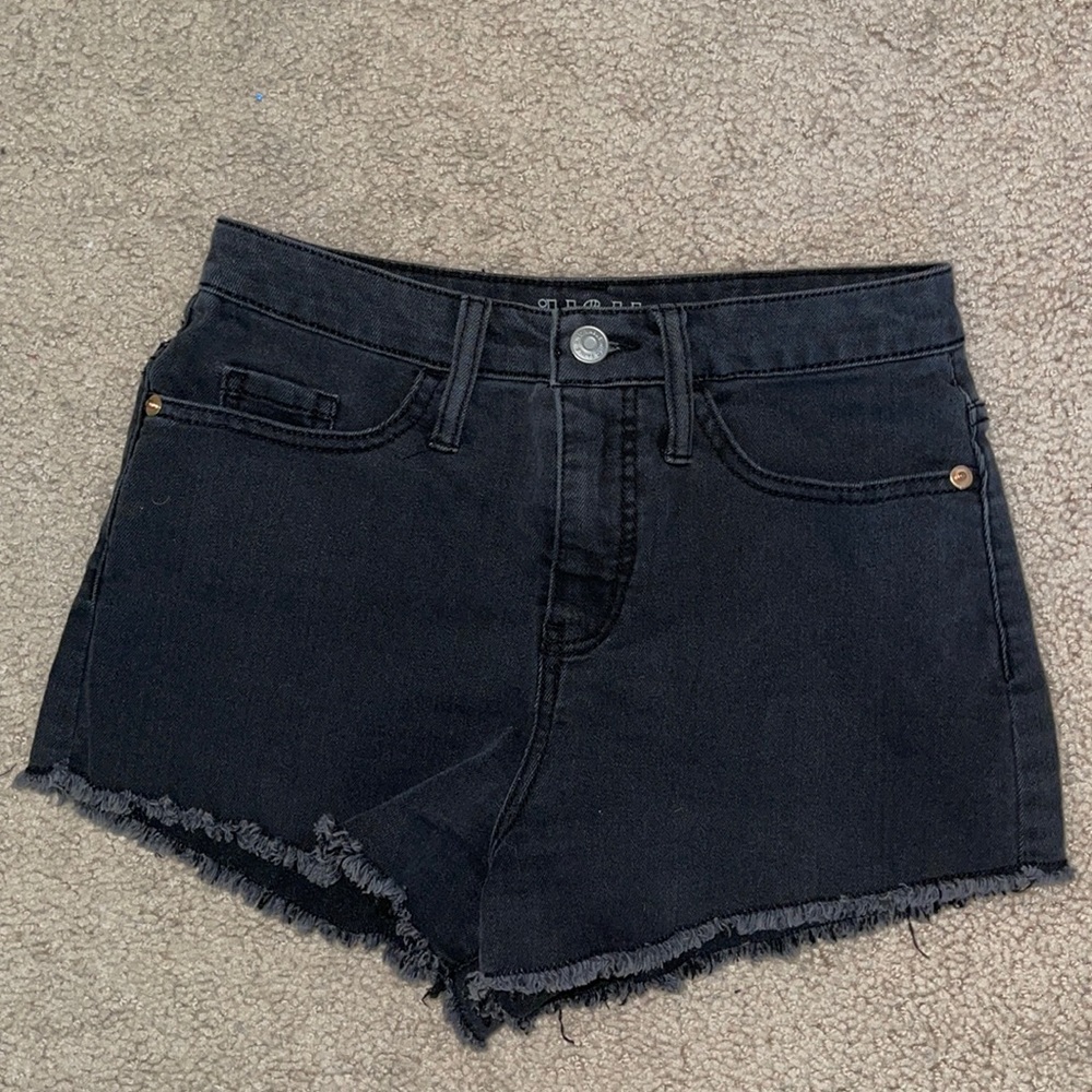 Black denim shorts